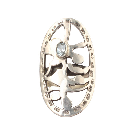 Artisan Silver Statement Ring Handmade Blue Topaz Ring with 925 Sterling Silver Natural Gemstone Jewelry