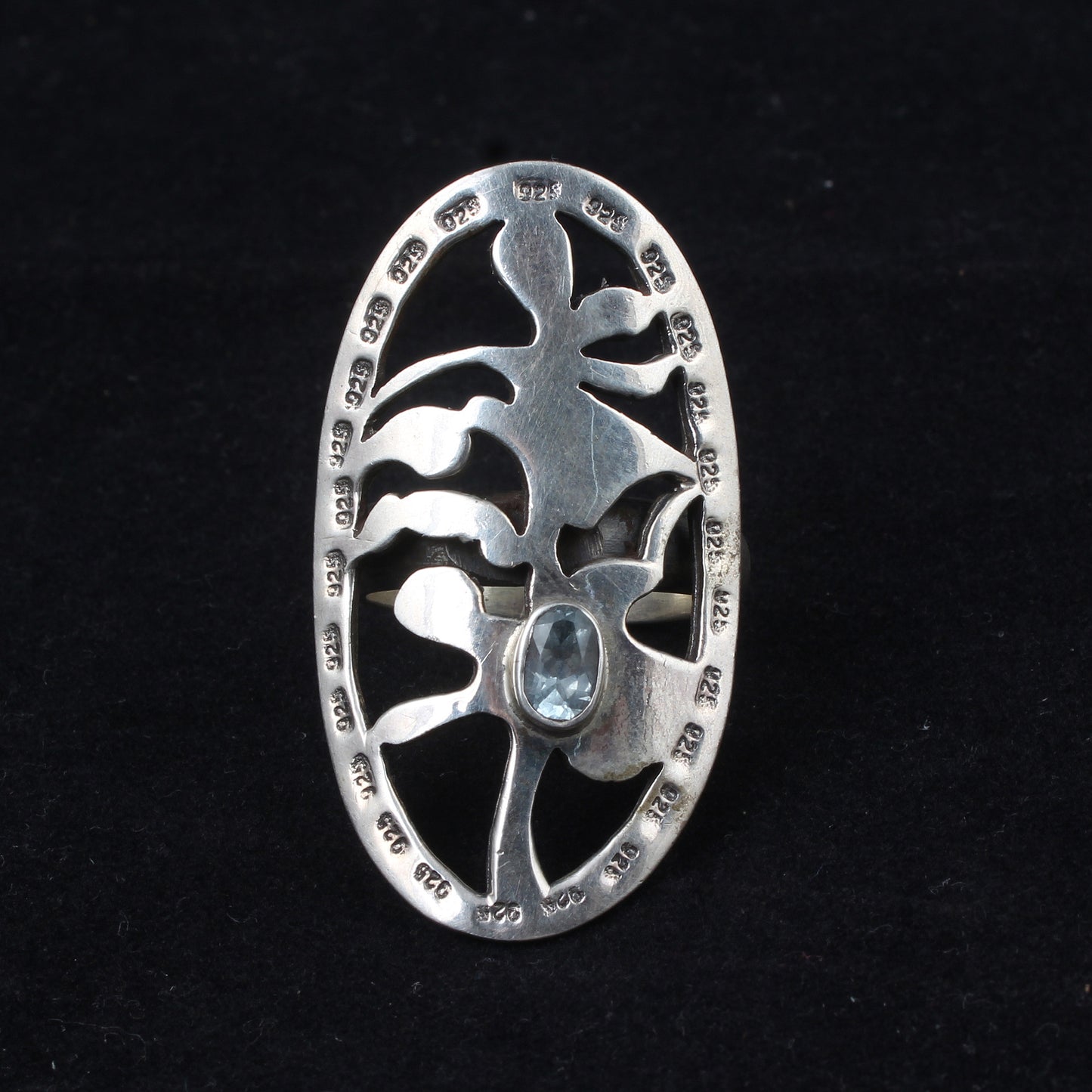 Artisan Silver Statement Ring Handmade Blue Topaz Ring with 925 Sterling Silver Natural Gemstone Jewelry