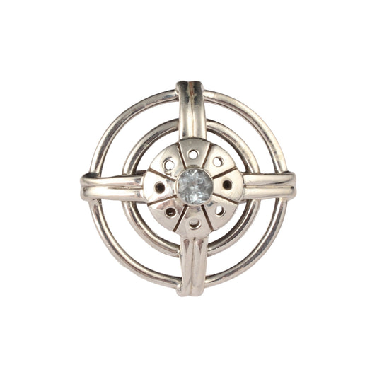 Blue Topaz Geometric 925 Sterling Silver Statement Ring Handcrafted Natural Gemstone Ring Jewelry