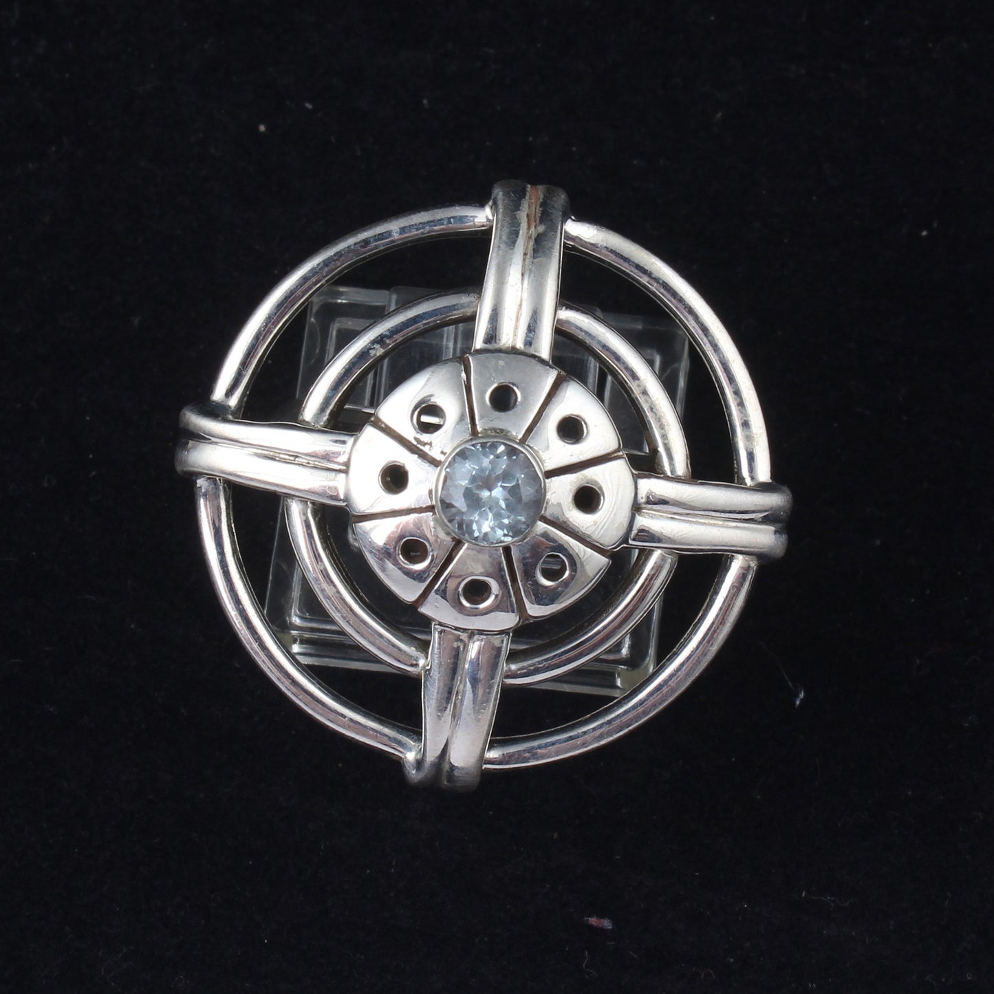 Blue Topaz Geometric 925 Sterling Silver Statement Ring Handcrafted Natural Gemstone Ring Jewelry