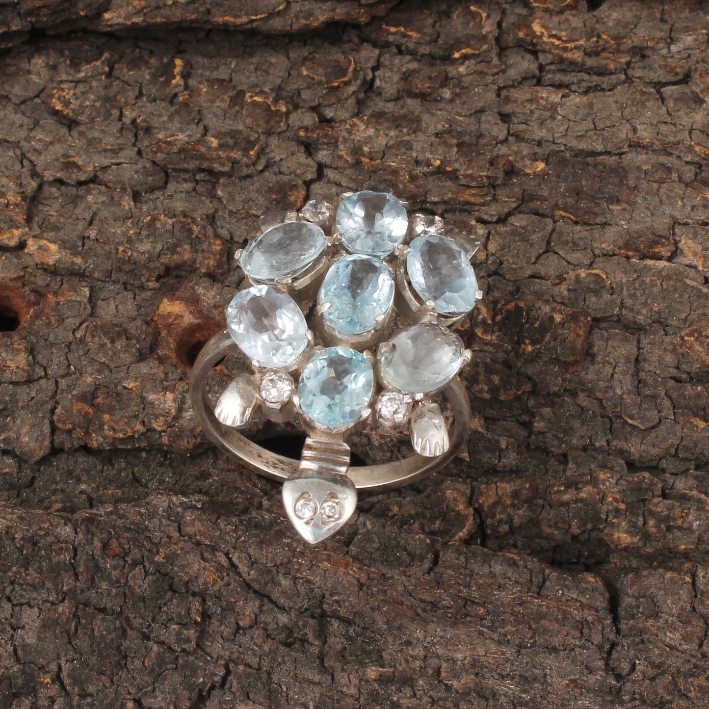 Blue Topaz Turtle Ring Handmade Prong Setting 925 Sterling Silver Natural Gemstone Animal Themed Ring