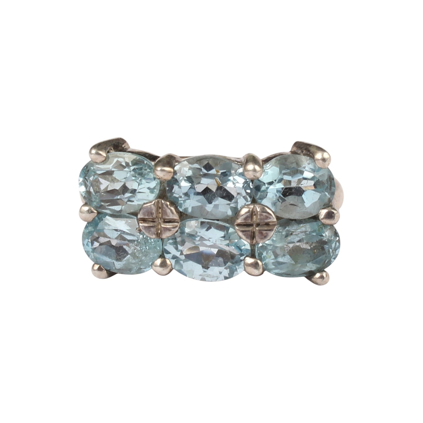 Multi Blue Topaz Cluster Ring Handmade Prong Setting 925 Sterling Silver Decemeber Birthstone Ring