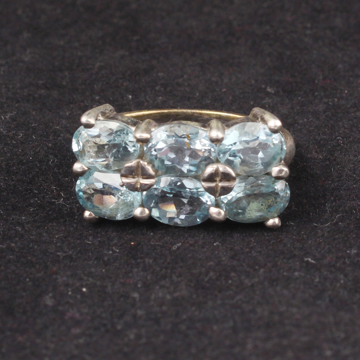 Multi Blue Topaz Cluster Ring Handmade Prong Setting 925 Sterling Silver Decemeber Birthstone Ring