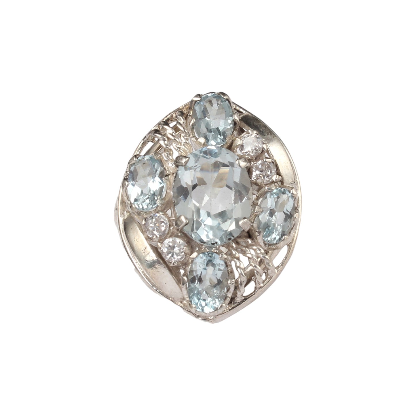 Natural Blue Topaz Ring 925 Sterling Silver Handmade Cluster Ring December Birthstone Jewelry