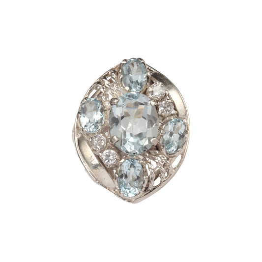 Natural Blue Topaz Ring 925 Sterling Silver Handmade Cluster Ring December Birthstone Jewelry