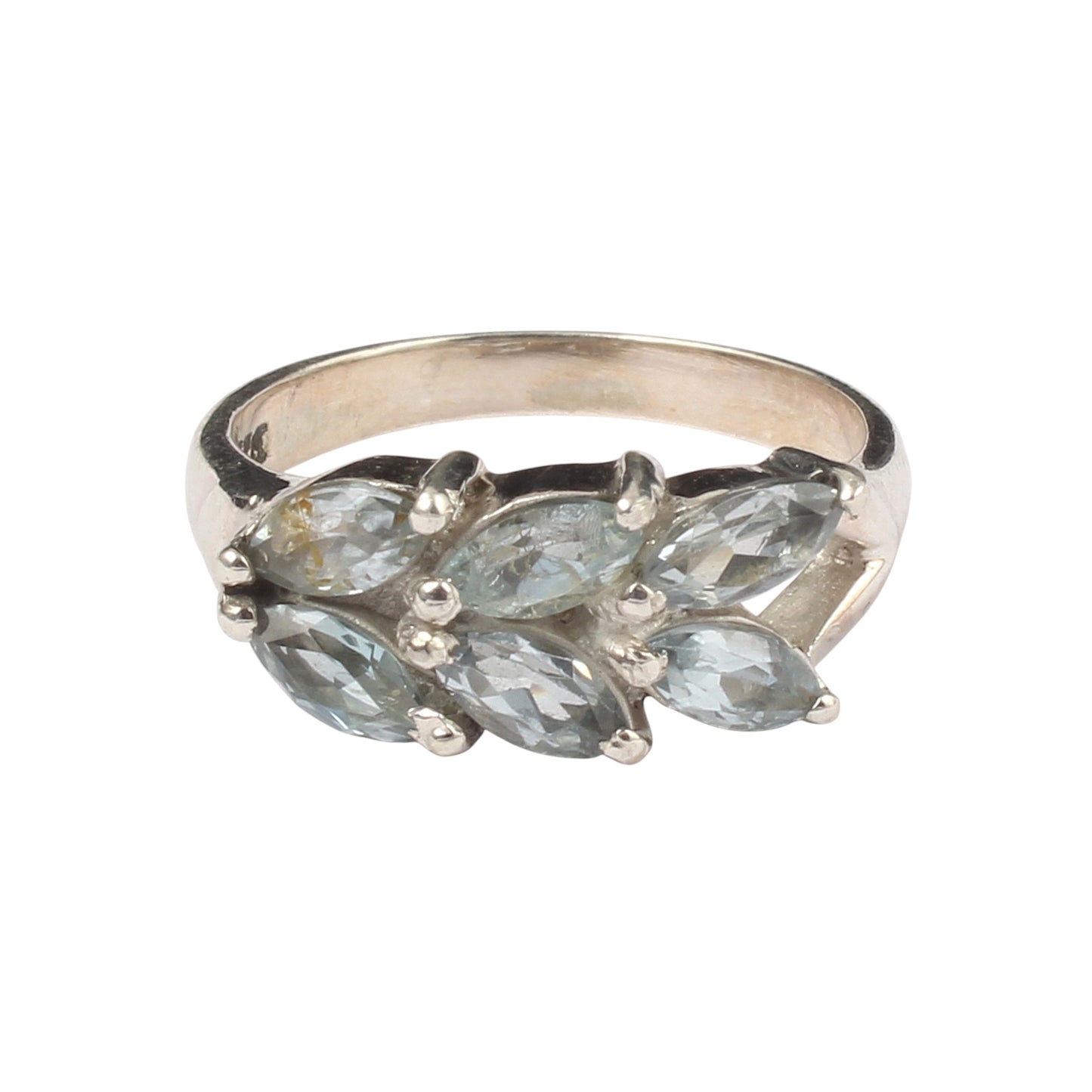 Vintage Marquise Cut Blue Topaz Cluster Ring in 925 Sterling Silver Handmade Designer Gemstone Ring