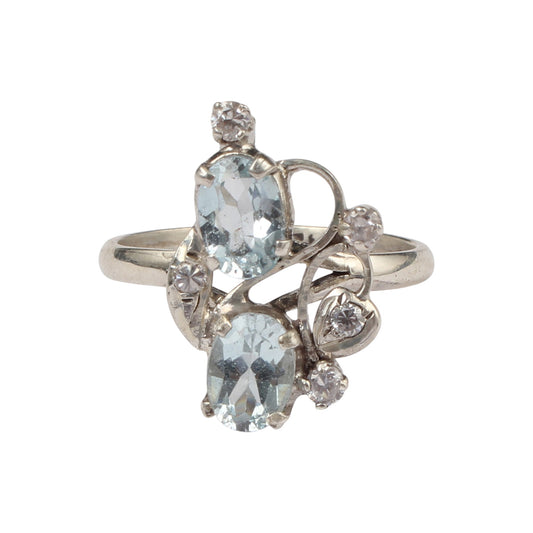 Natural Blue Topaz Ring Handmade Prong Setting CZ Designer Prong Setting December Birthstone Ring