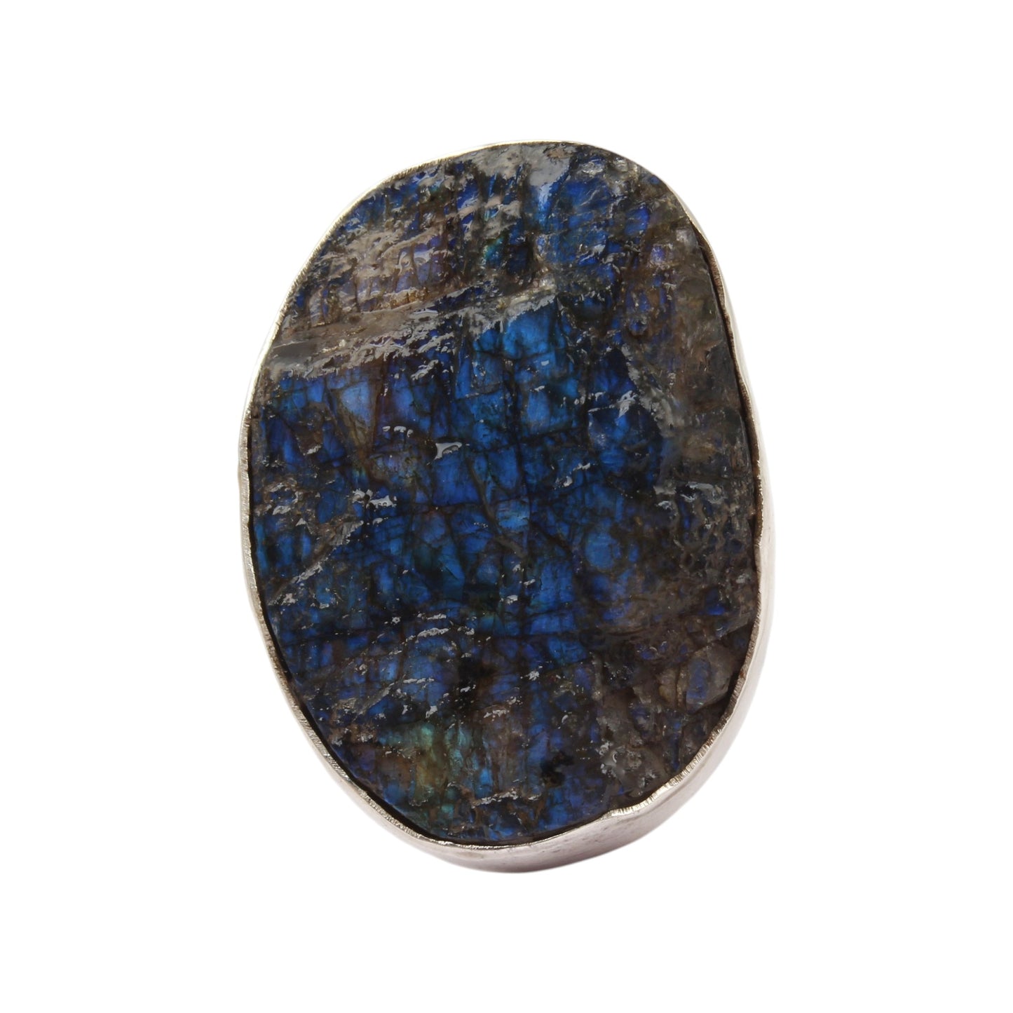 Heavy Rough Labradorite Ring Handmade 925 Sterling Silver Natural Gemstone Ring Raw Stone Jewelry