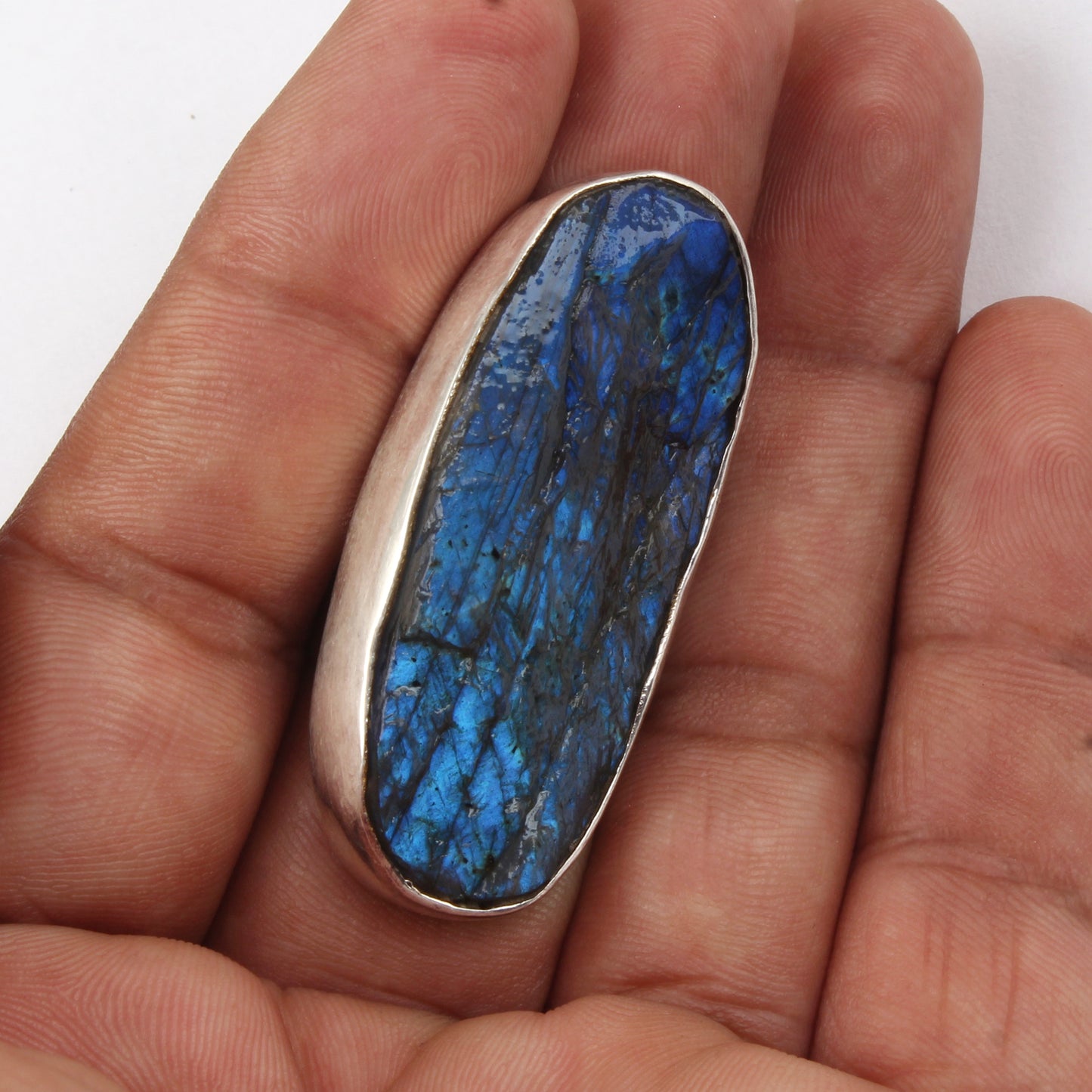 Heavy Rough Labradorite Ring 925 Sterling Silver Natural Gemstone Ring Handcrafted Raw Stone Jewelry