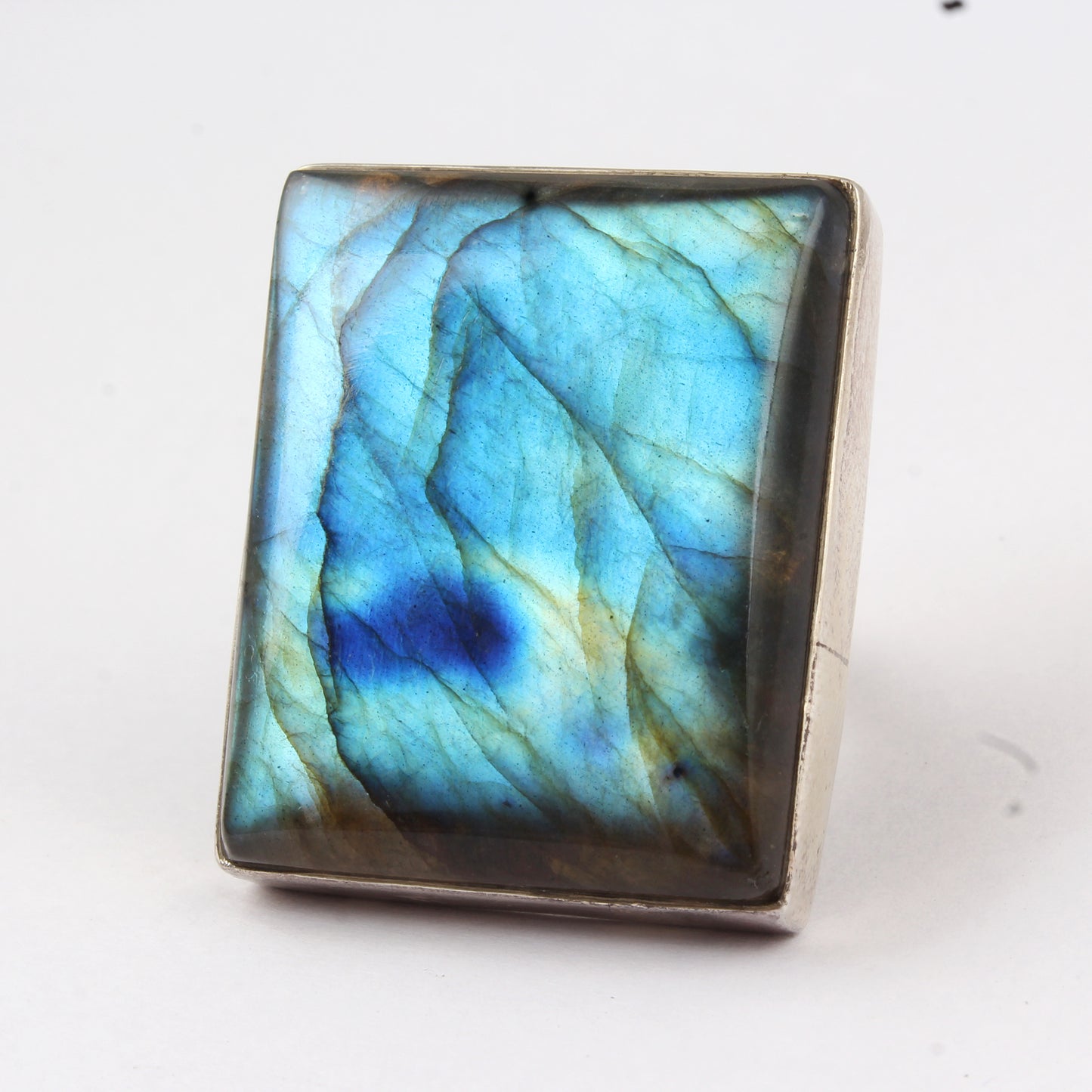 Stunning Blue Firey Labradorite Ring Handmade 925 Sterling Silver Natural Heavy Gemstone Ring
