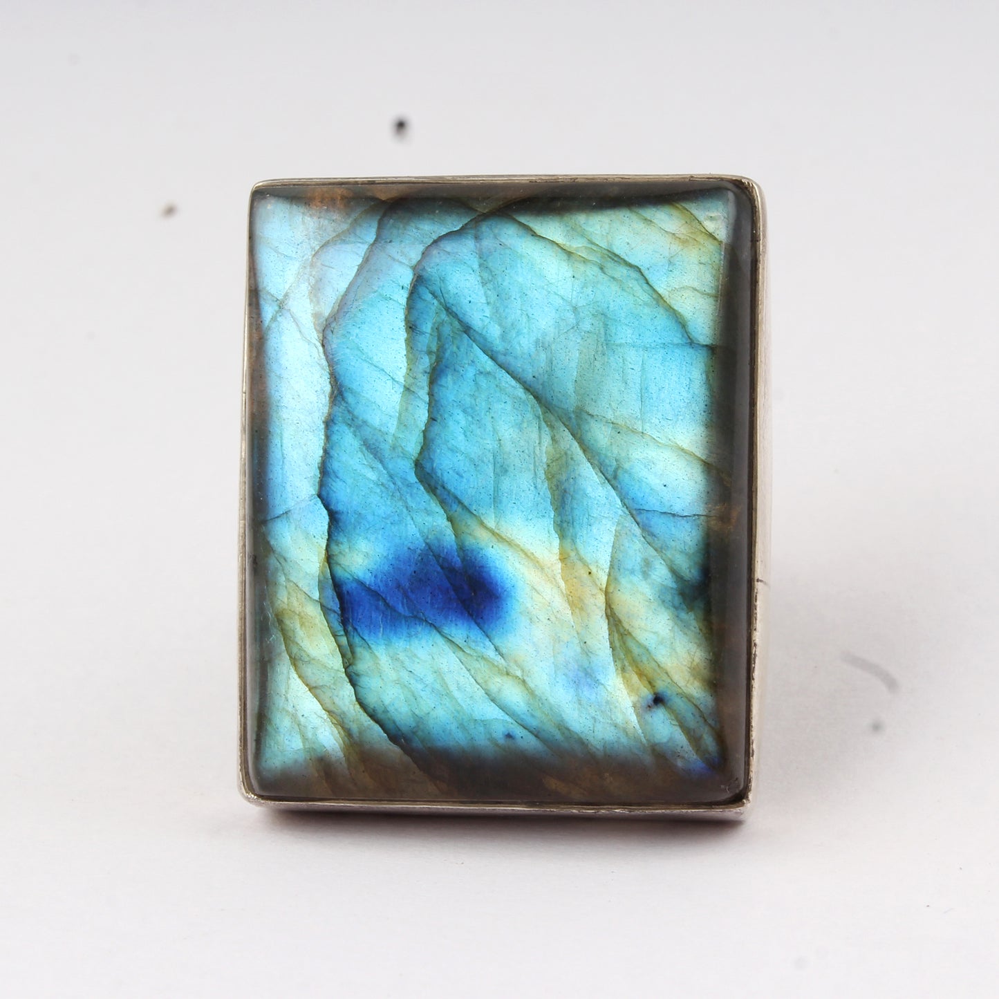 Stunning Blue Firey Labradorite Ring Handmade 925 Sterling Silver Natural Heavy Gemstone Ring