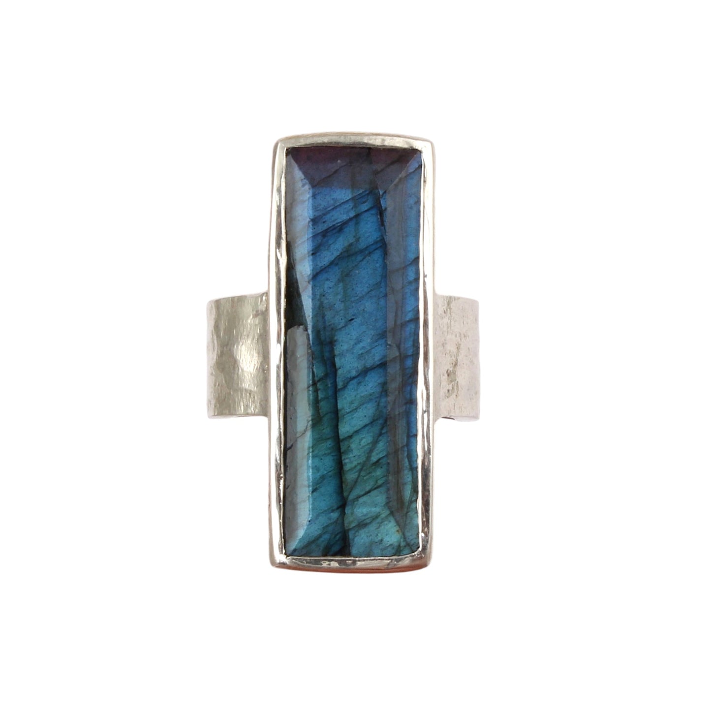 Textured Band Labradorite Ring Handmade 925 Sterling Silver Natural Gemstone Heavy Ring