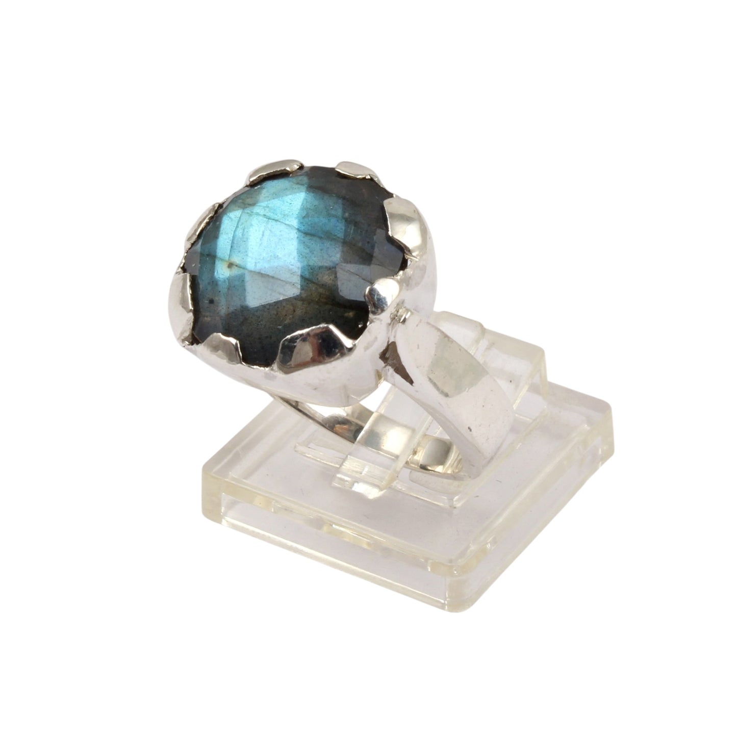 Labradorite Solitaire Ring Handmade 925 Sterling Silver Natural Gemstone Prong Setting Ring