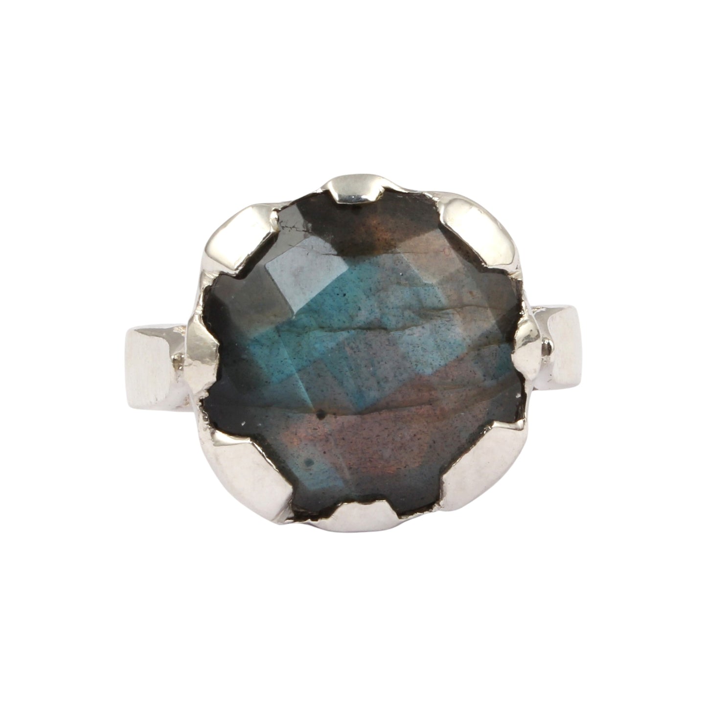 Labradorite Solitaire Ring Handmade 925 Sterling Silver Natural Gemstone Prong Setting Ring