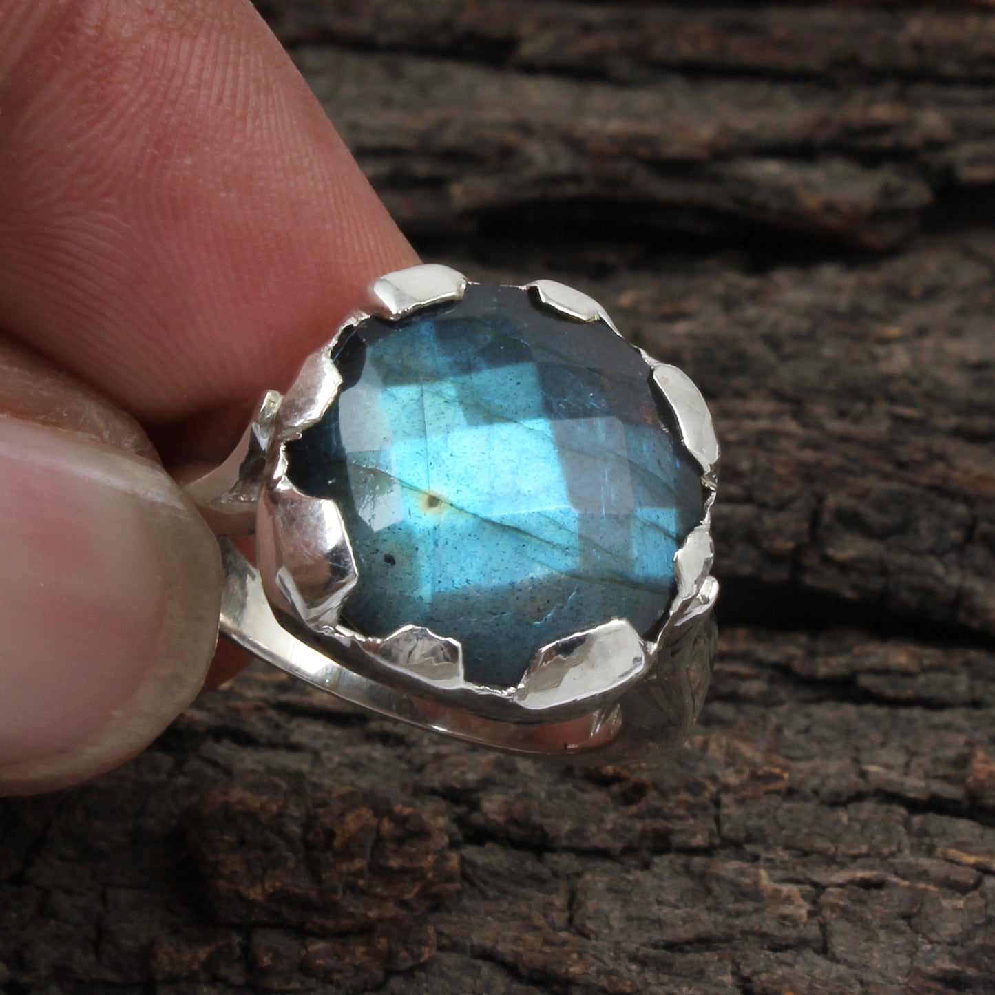 Labradorite Solitaire Ring Handmade 925 Sterling Silver Natural Gemstone Prong Setting Ring