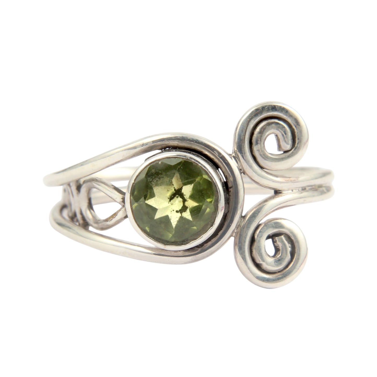 Boho Peridot Ring 925 Sterling Silver Handmade Faceted Gemstone Ring