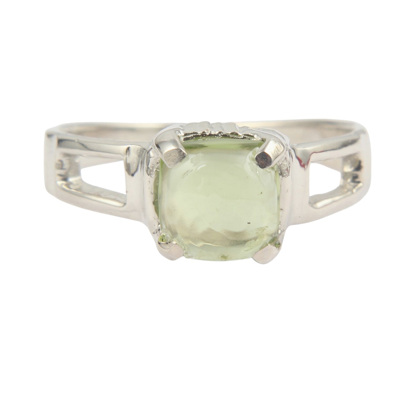 Cushion Peridot Ring Handmade 925 Sterling Silver Lightweight Prong Setting Jewelry