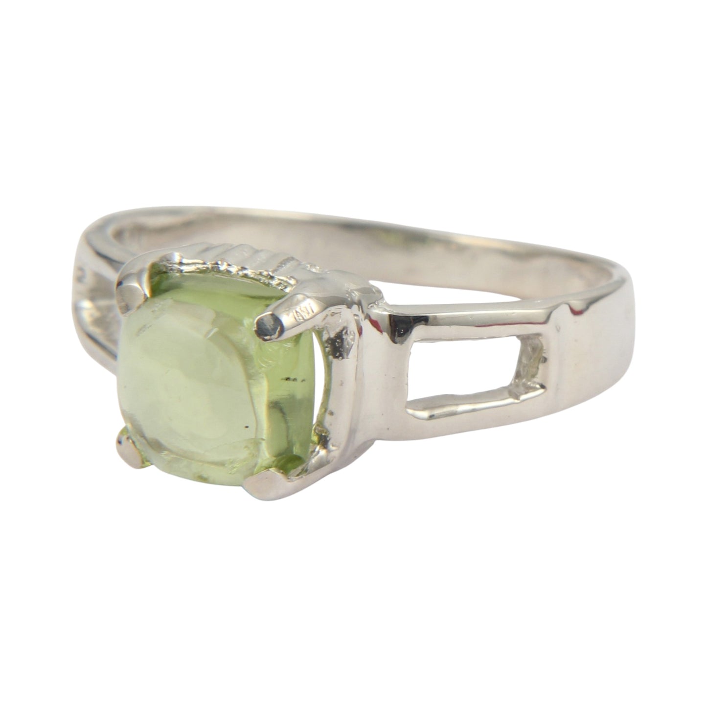 Cushion Peridot Ring Handmade 925 Sterling Silver Lightweight Prong Setting Jewelry