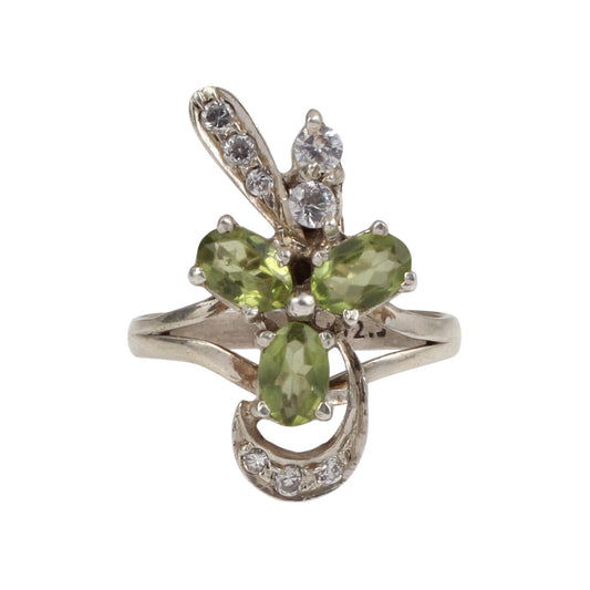Peridot Ring with Cubiz Zirconia Handmade 925 Sterling Silver August Birthstone Ring Prong Setting Jewelry