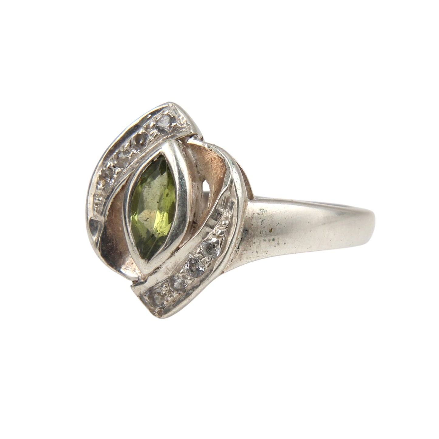Natural Peridot Ring with Cubiz Zirconia Handmade Designer 925 Sterling Silver August Birthstone Ring