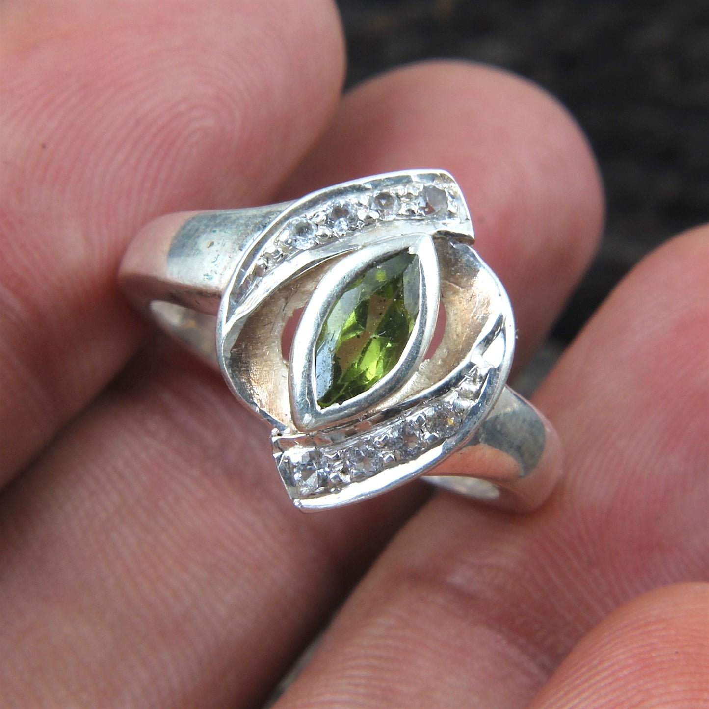 Natural Peridot Ring with Cubiz Zirconia Handmade Designer 925 Sterling Silver August Birthstone Ring