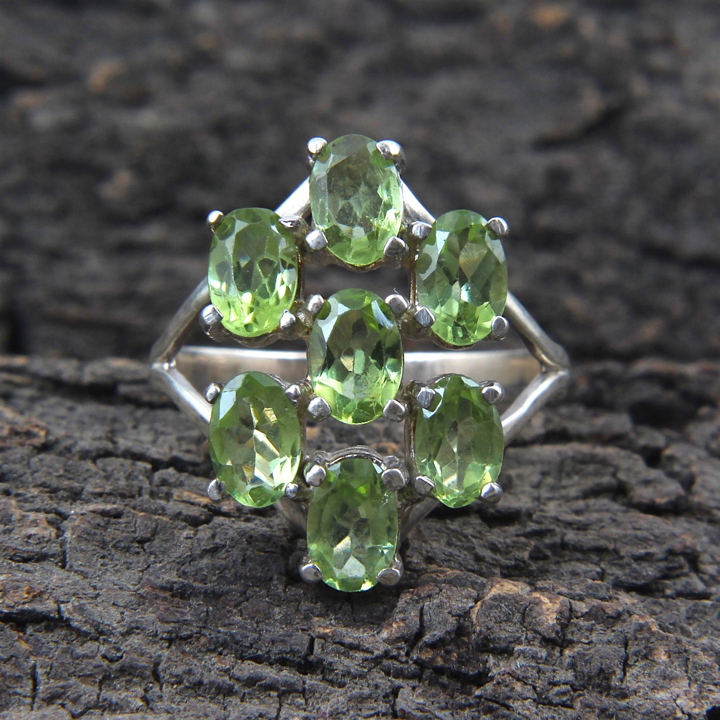 Multi Oval Peridot Ring Handmade 925 Sterling Silver August Birthstone Ring Prong Setting Jewelry