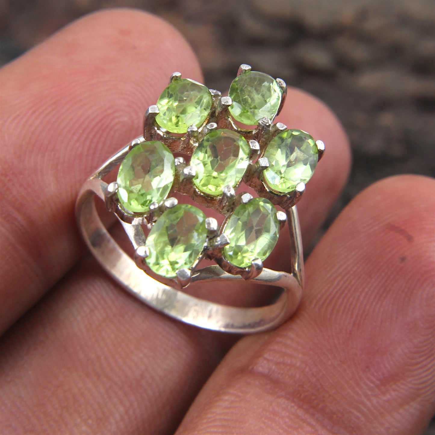 Multi Oval Peridot Ring Handmade 925 Sterling Silver August Birthstone Ring Prong Setting Jewelry