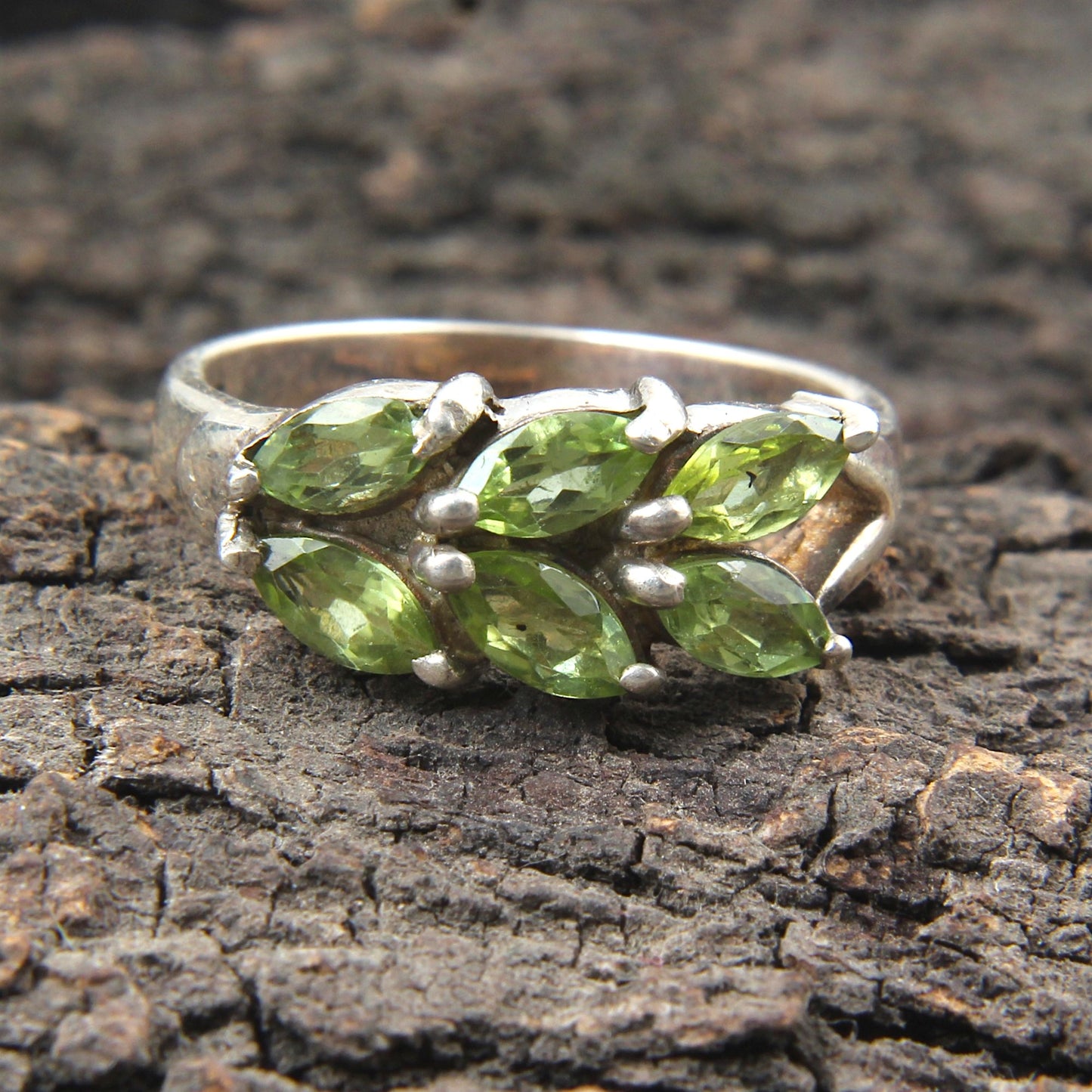 Multi Peridot Ring Handmade 925 Sterling Silver August Birthstone Ring Faceted Marquise Gemstone Prong Setting Ring