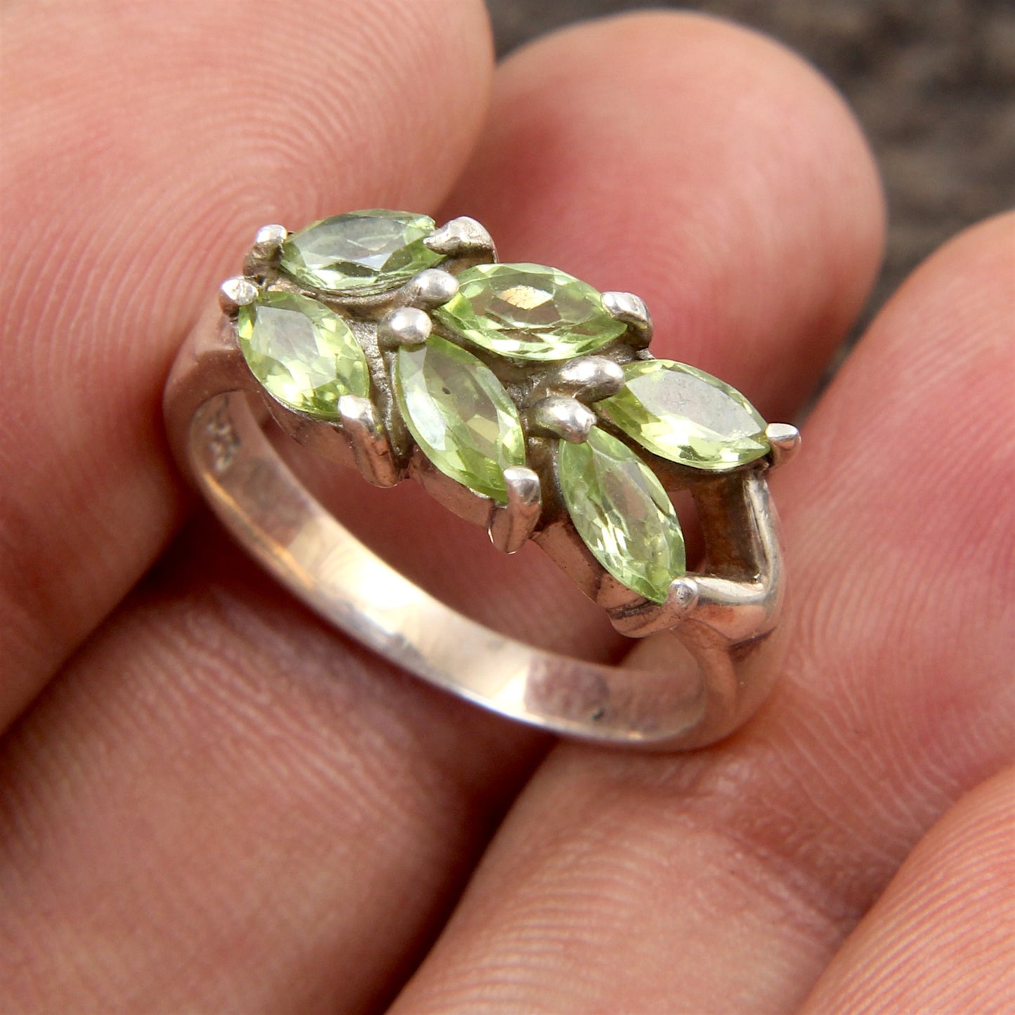 Multi Peridot Ring Handmade 925 Sterling Silver August Birthstone Ring Faceted Marquise Gemstone Prong Setting Ring