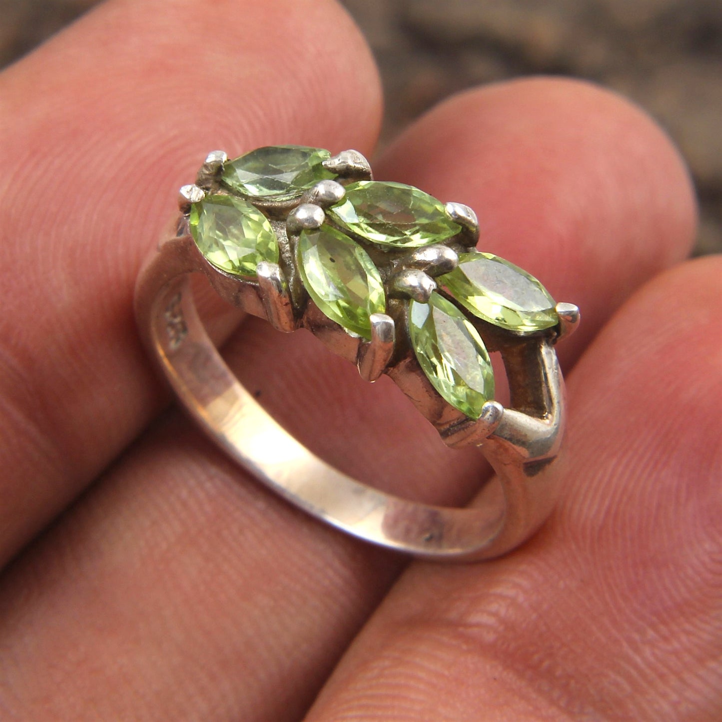 Multi Peridot Ring Handmade 925 Sterling Silver August Birthstone Ring Faceted Marquise Gemstone Prong Setting Ring