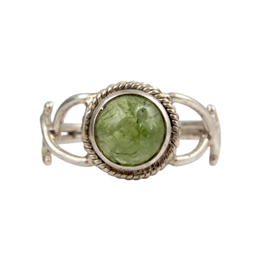 Peridot Ring in 925 Sterling Silver Handmade Round Twisted Wire Design Gemstone Ring August Birthstone Ring