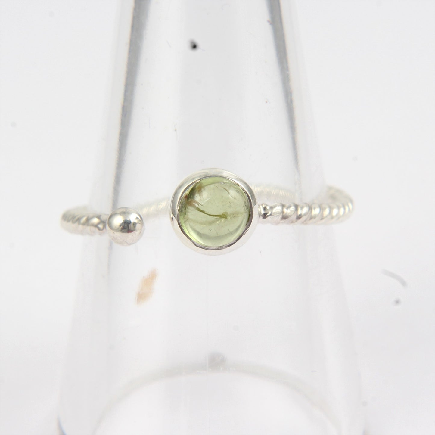 Natural Peridot 925 Sterling Silver Ring August Birthstone Ring Adjustable Twisted Wire Band Ring