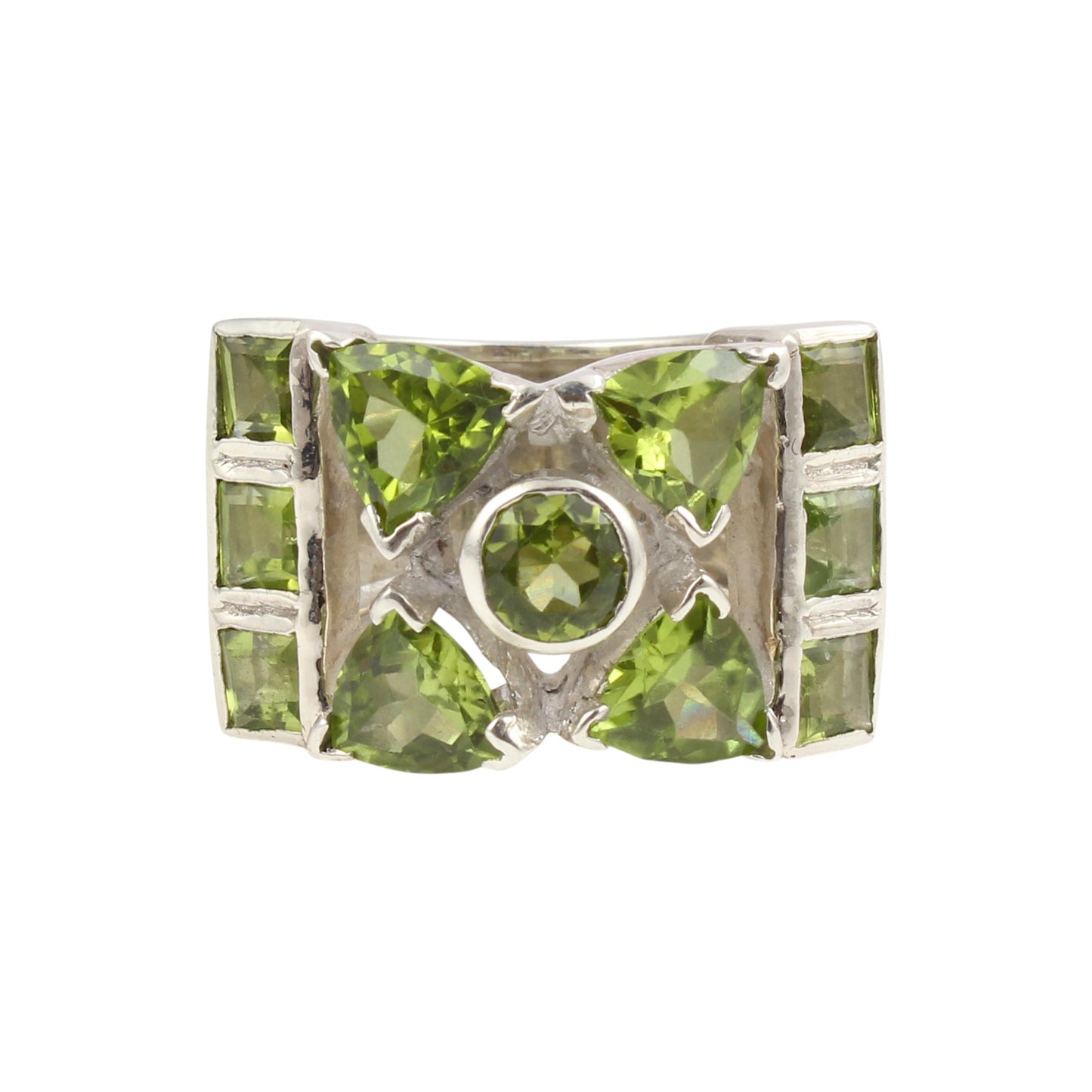Cocktail Peridot Ring Heavy 925 Sterling Silver Handmade Natural Gemstone Ring August Birthstone Ring
