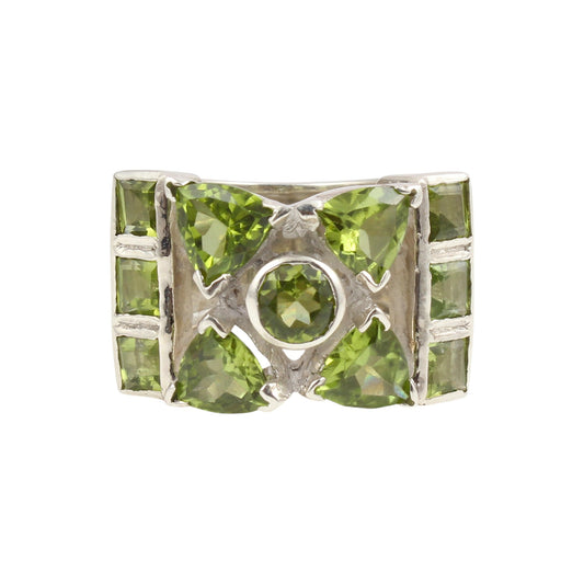 Cocktail Peridot Ring Heavy 925 Sterling Silver Handmade Natural Gemstone Ring August Birthstone Ring