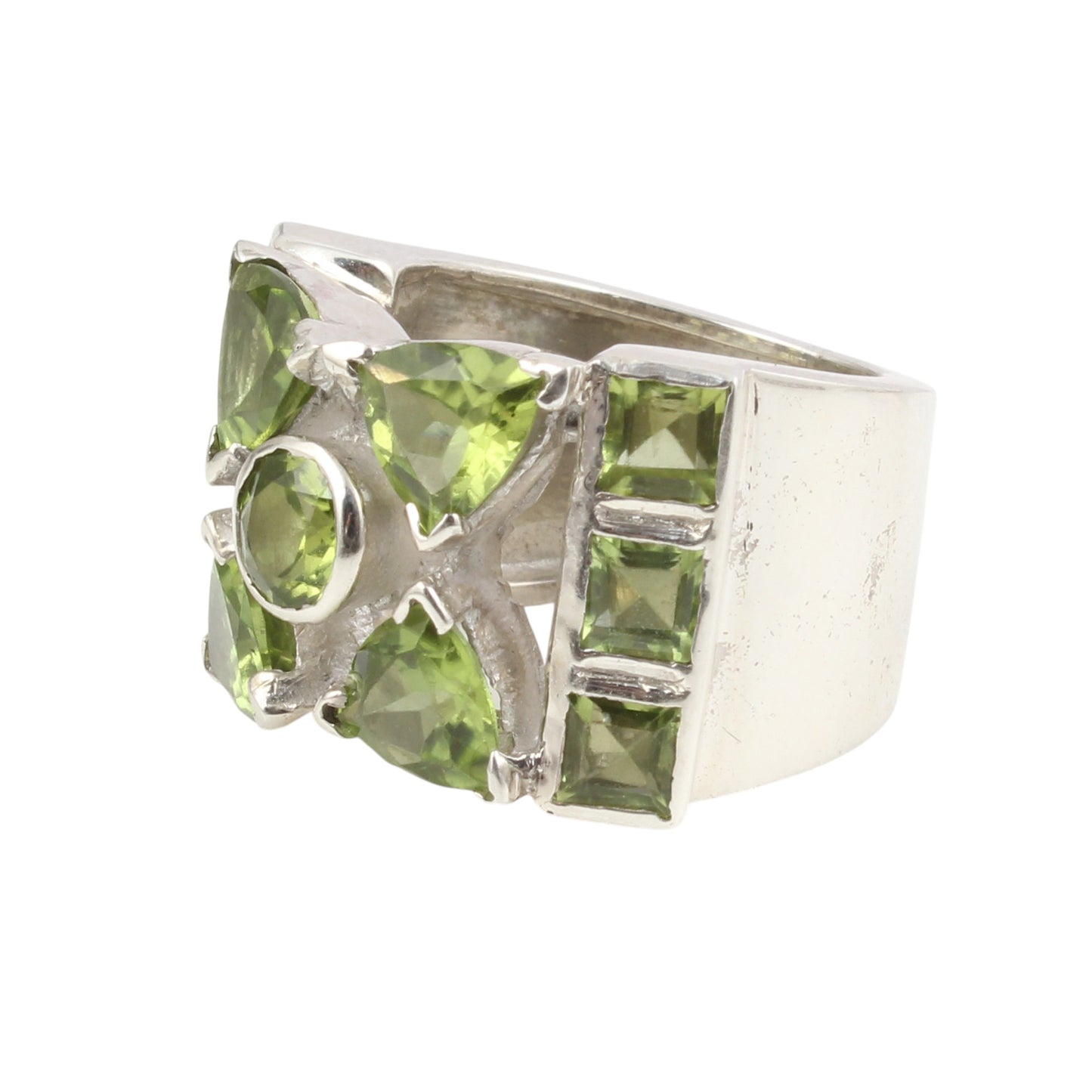 Cocktail Peridot Ring Heavy 925 Sterling Silver Handmade Natural Gemstone Ring August Birthstone Ring