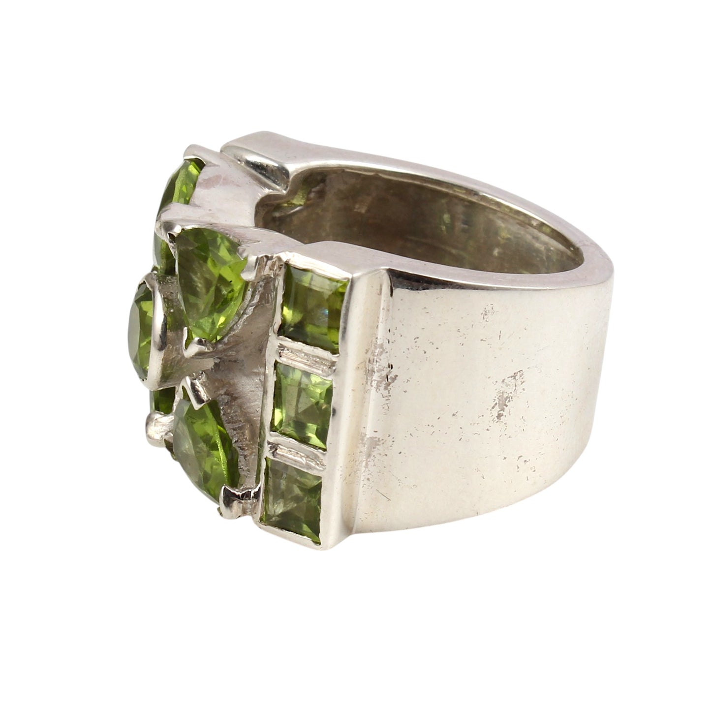 Cocktail Peridot Ring Heavy 925 Sterling Silver Handmade Natural Gemstone Ring August Birthstone Ring