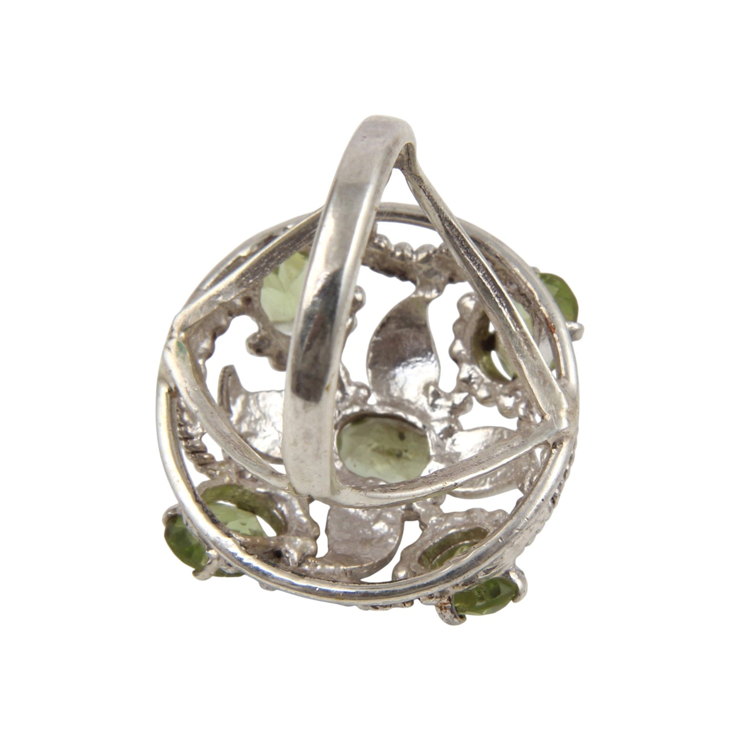 Boho Designer Peridot Ring Handmade 925 Sterling Silver Twisted Wire Faceted Gemstone Floral Ring