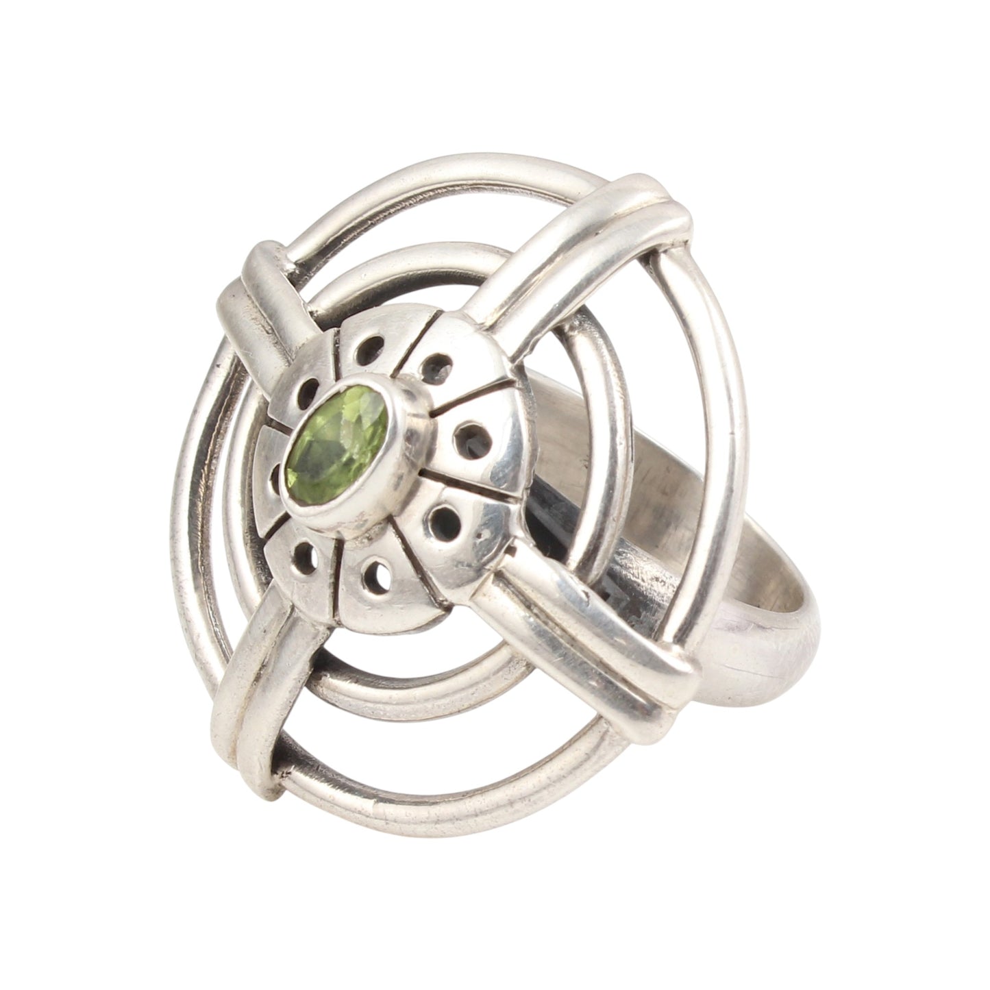 Geometric Style Peridot Ring Handmade Designer 925 Sterling Silver Cocktail Ring August Birthstone Jewelry Gift For Her