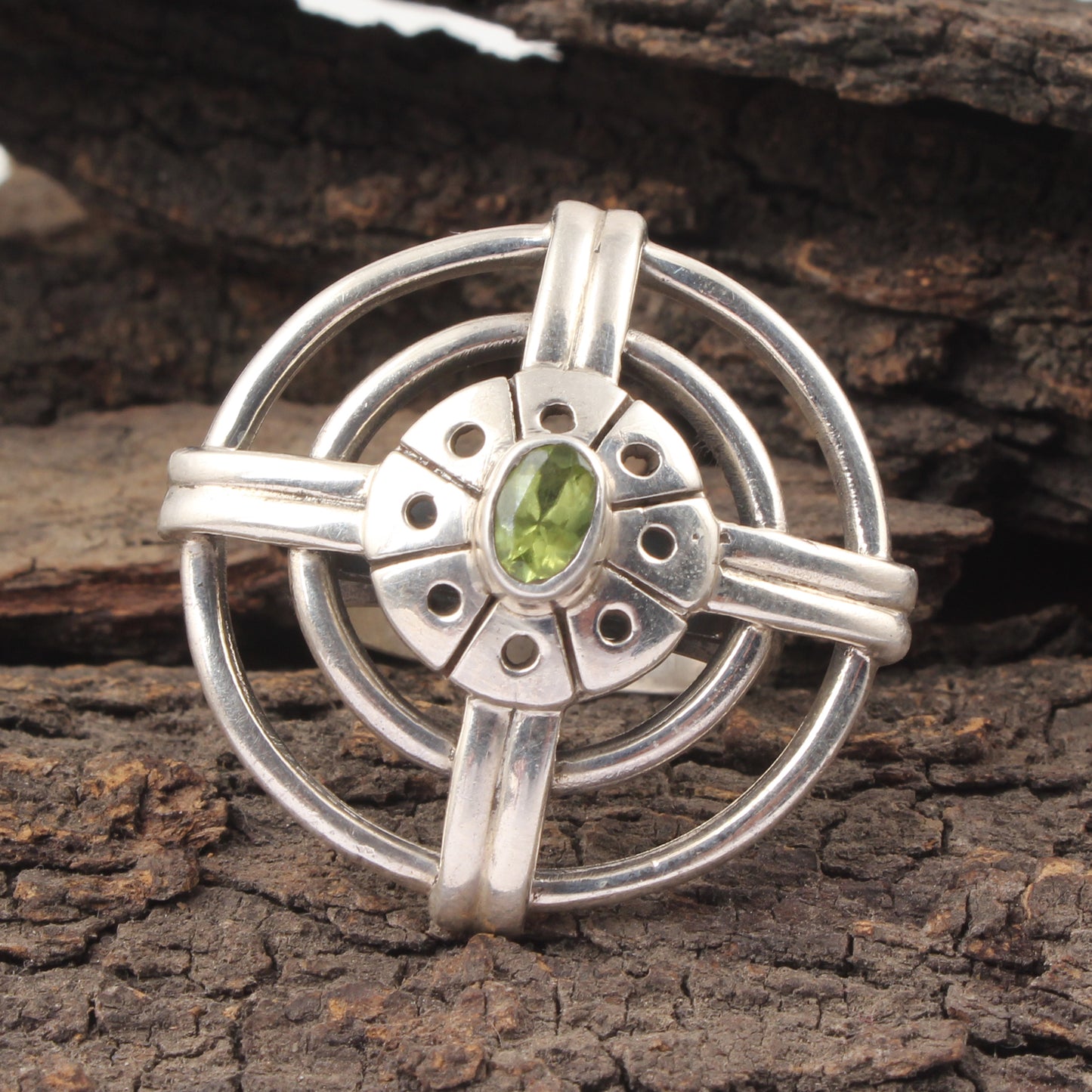 Geometric Style Peridot Ring Handmade Designer 925 Sterling Silver Cocktail Ring August Birthstone Jewelry Gift For Her