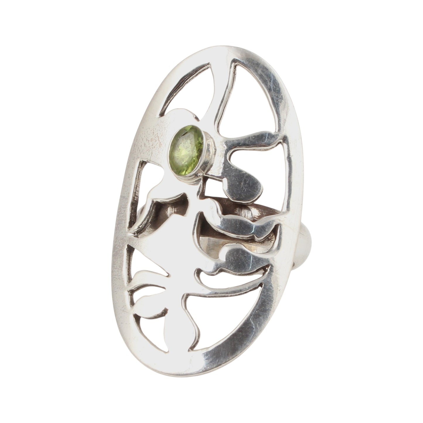 925 Sterling Silver Handmade Natural Faceted Peridot Gemstone Oval Ring August Birthstone Jewelry Rings For Women