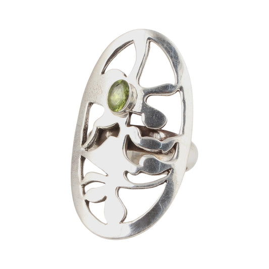 925 Sterling Silver Handmade Natural Faceted Peridot Gemstone Oval Ring August Birthstone Jewelry Rings For Women