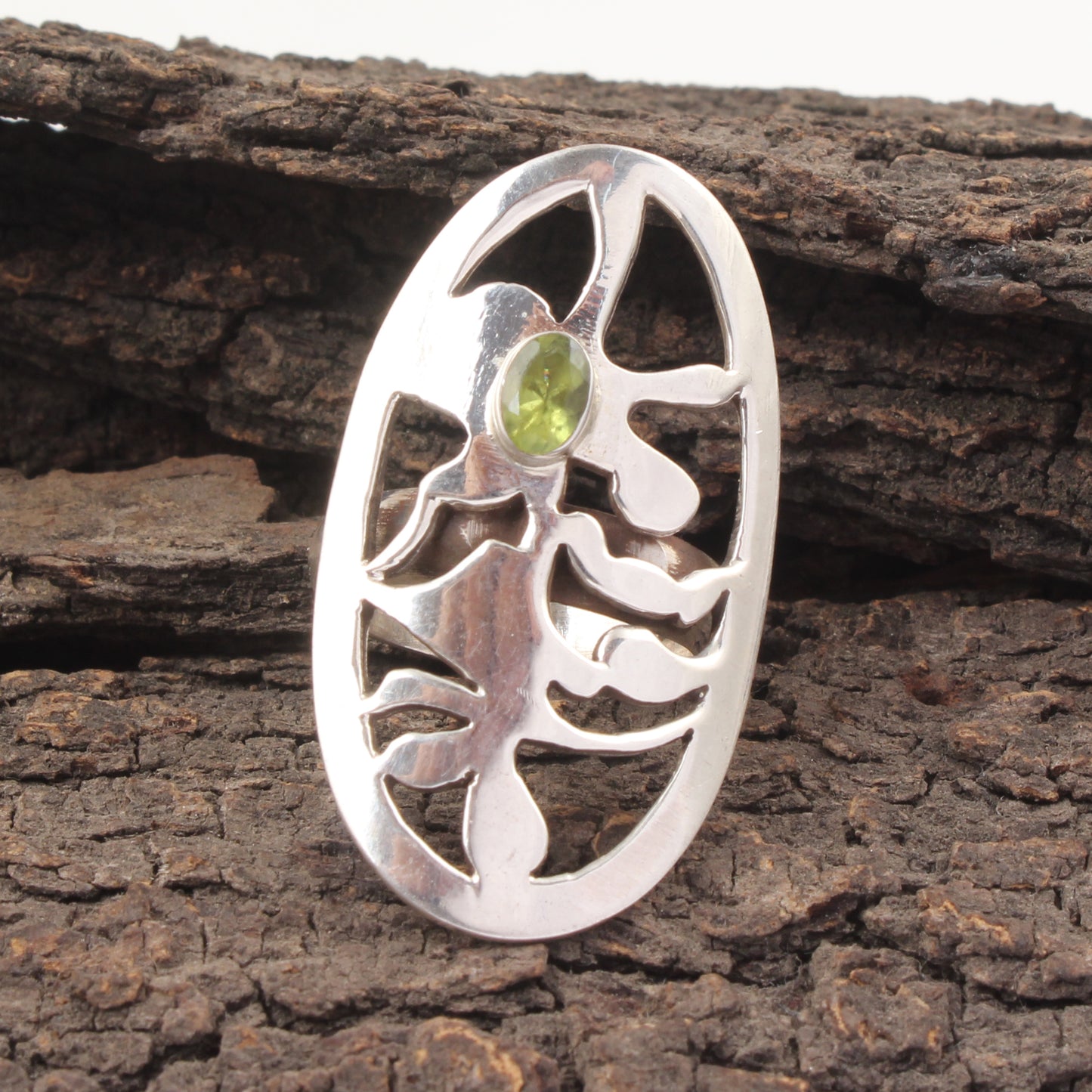 925 Sterling Silver Handmade Natural Faceted Peridot Gemstone Oval Ring August Birthstone Jewelry Rings For Women