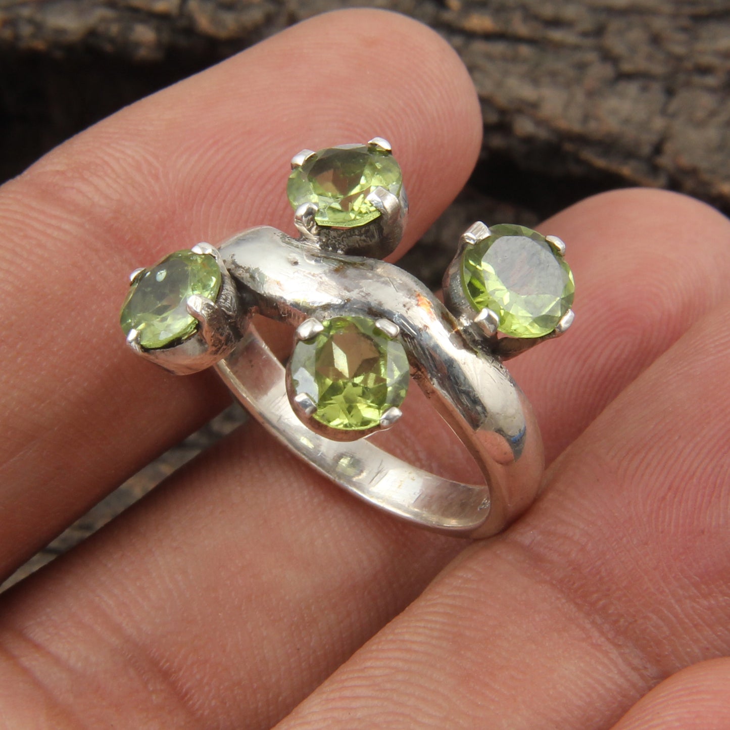 Peridot Ring 925 Sterling Silver Handmade Prong Setting Gemstone Ring August Birthstone Jewelry Rings For Women