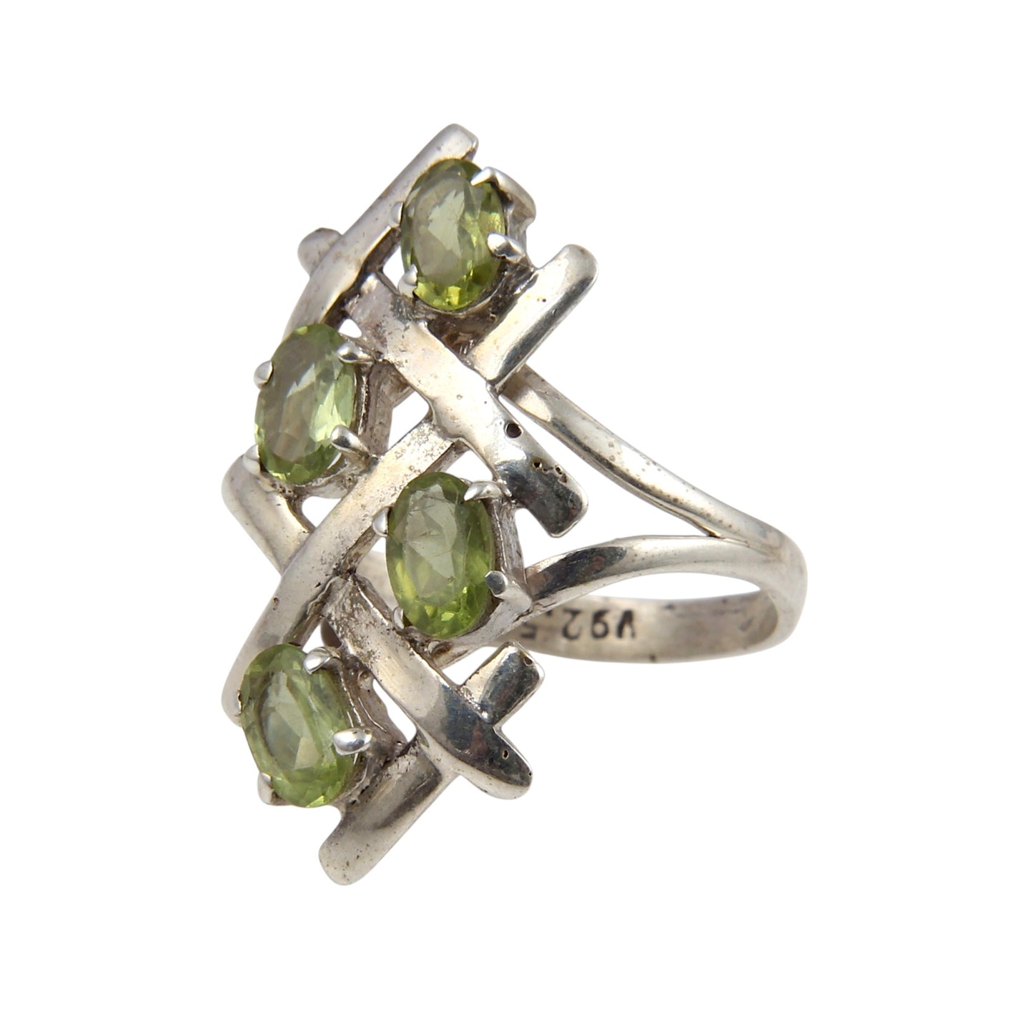 Criss-Cross Peridot Ring Handmade 925 Sterling Silver Prong Setting Natural Gemstone Rings For Women Girls
