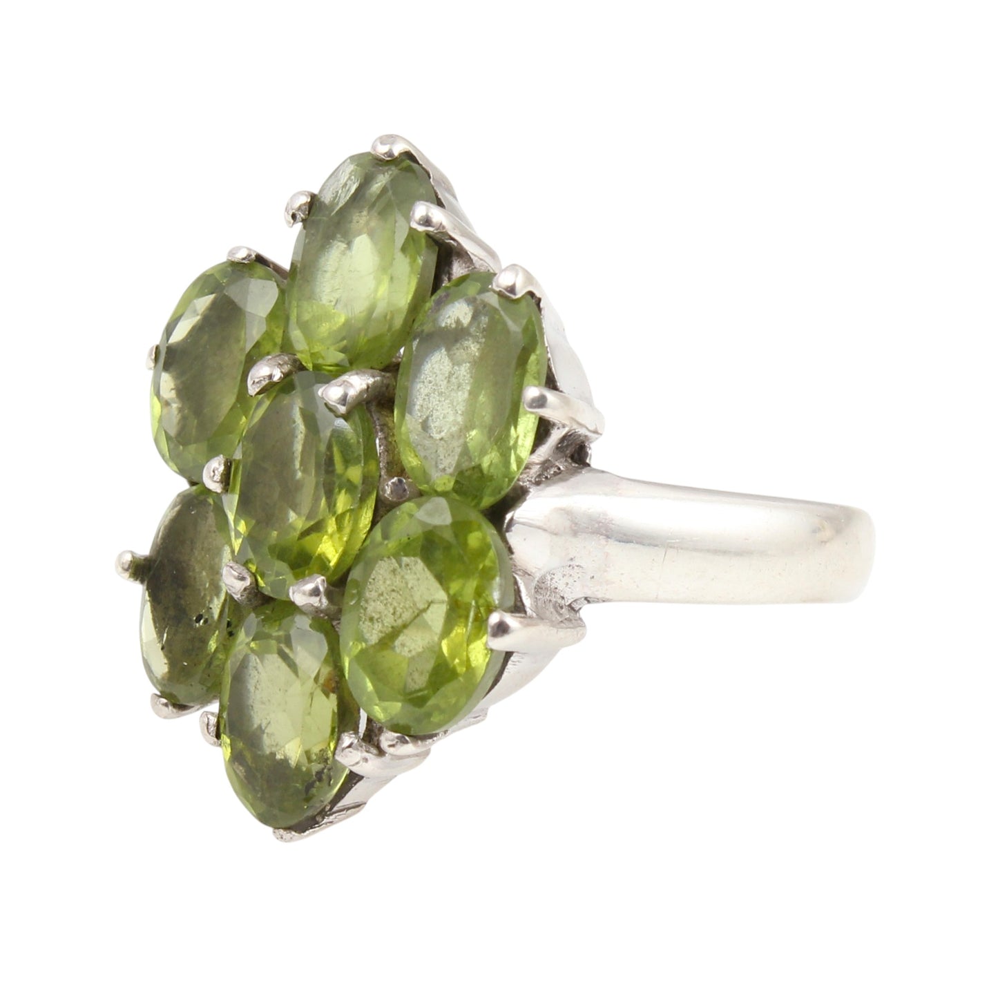 Cluster Oval Peridot Ring Handmade 925 Sterling Silver Prong Setting Natural Gemstone Rings For Women Girls