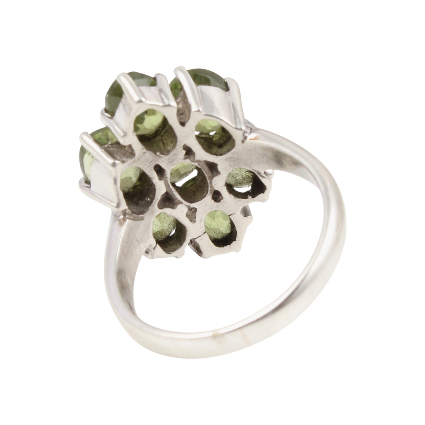 Cluster Oval Peridot Ring Handmade 925 Sterling Silver Prong Setting Natural Gemstone Rings For Women Girls