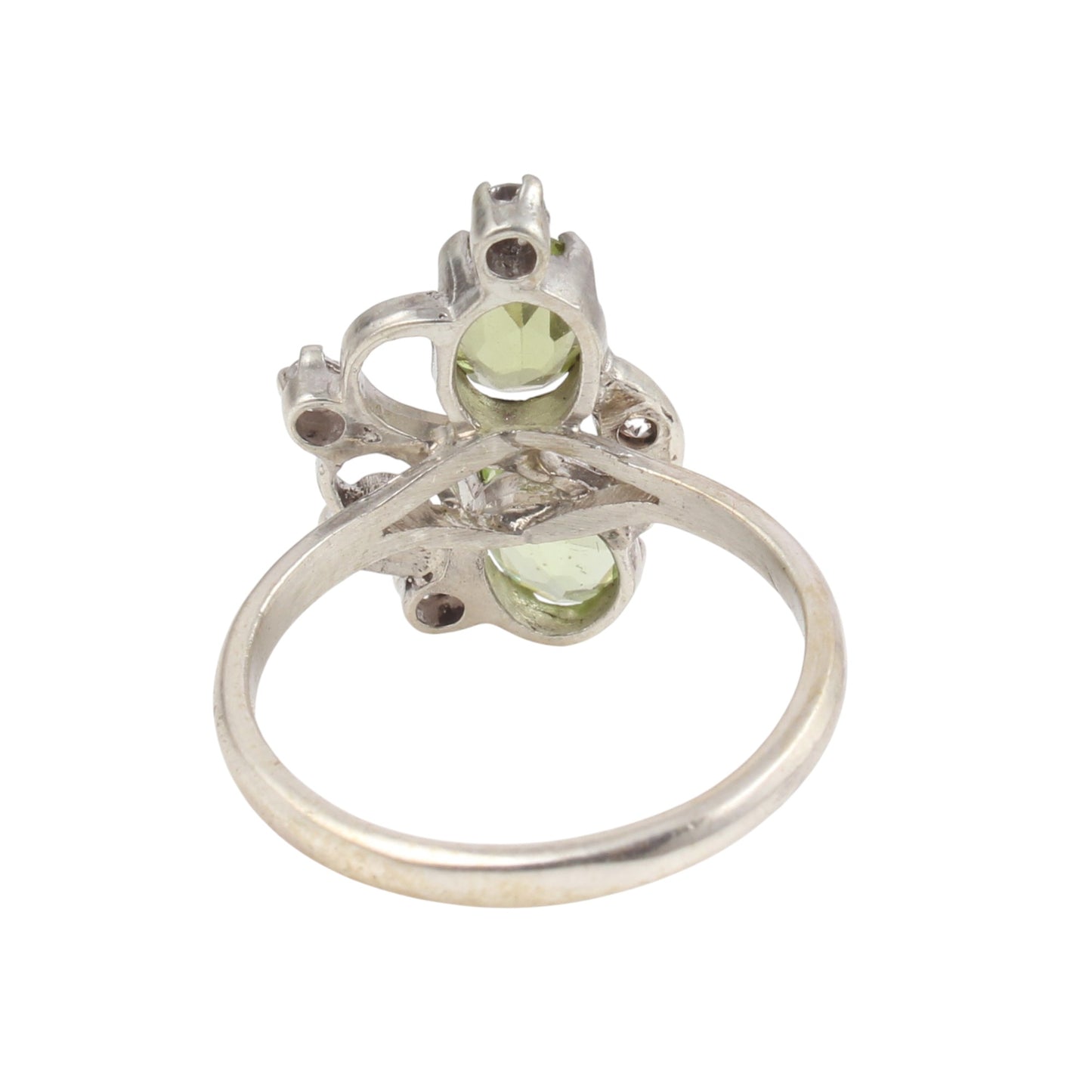 Designer Peridot Ring wih CZ Handmade 925 Sterling Silver Twisted Design Faceted Gemstone Floral Ring