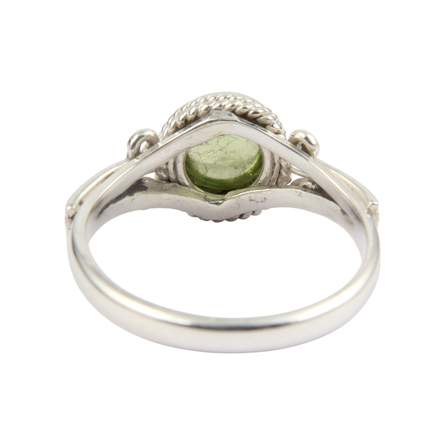 Natural Peridot Ring in 925 Sterling Silver Handmade Round Cab Ring