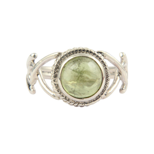 Peridot Ring in 925 Sterling Silver Handcrafted Round Gemstone Ring August Birthstone Jewelry