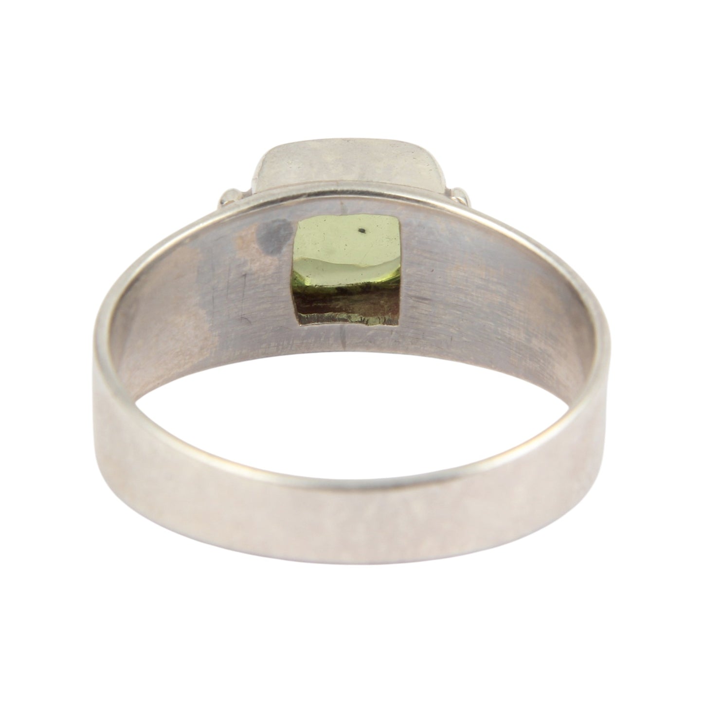 Natural Peridot Ring 925 Sterling Silver Handcrafted Cushion Shape Stone Ring